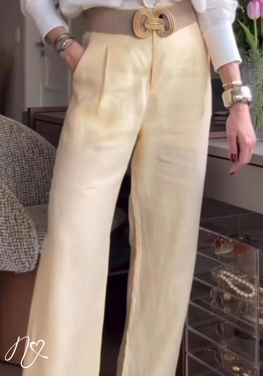 Pantalones Niccola Cayena NI955 Largos elegantes amarillo