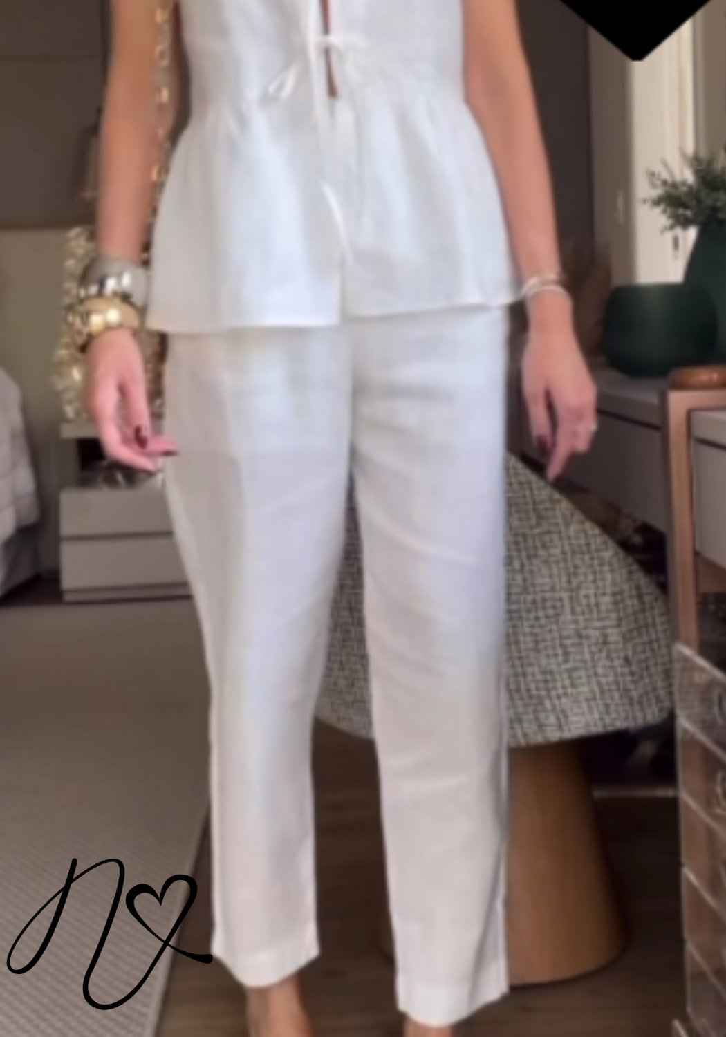 Pantalones Niccola Cayena NI982 Largos elegantes blanco