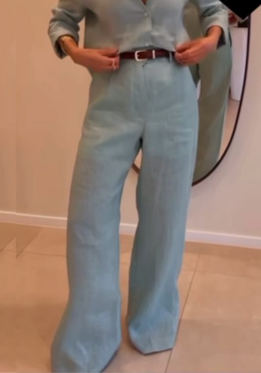 Pantalones Niccola Cayena NI985 Largos elegantes azul cielo